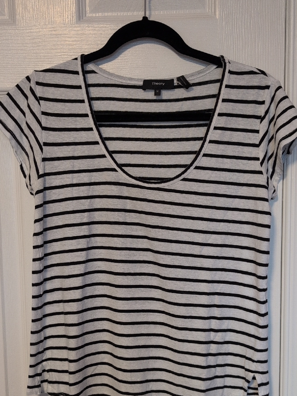 EUC s.M Theory Striped Scoop Neck Tee in Black and White